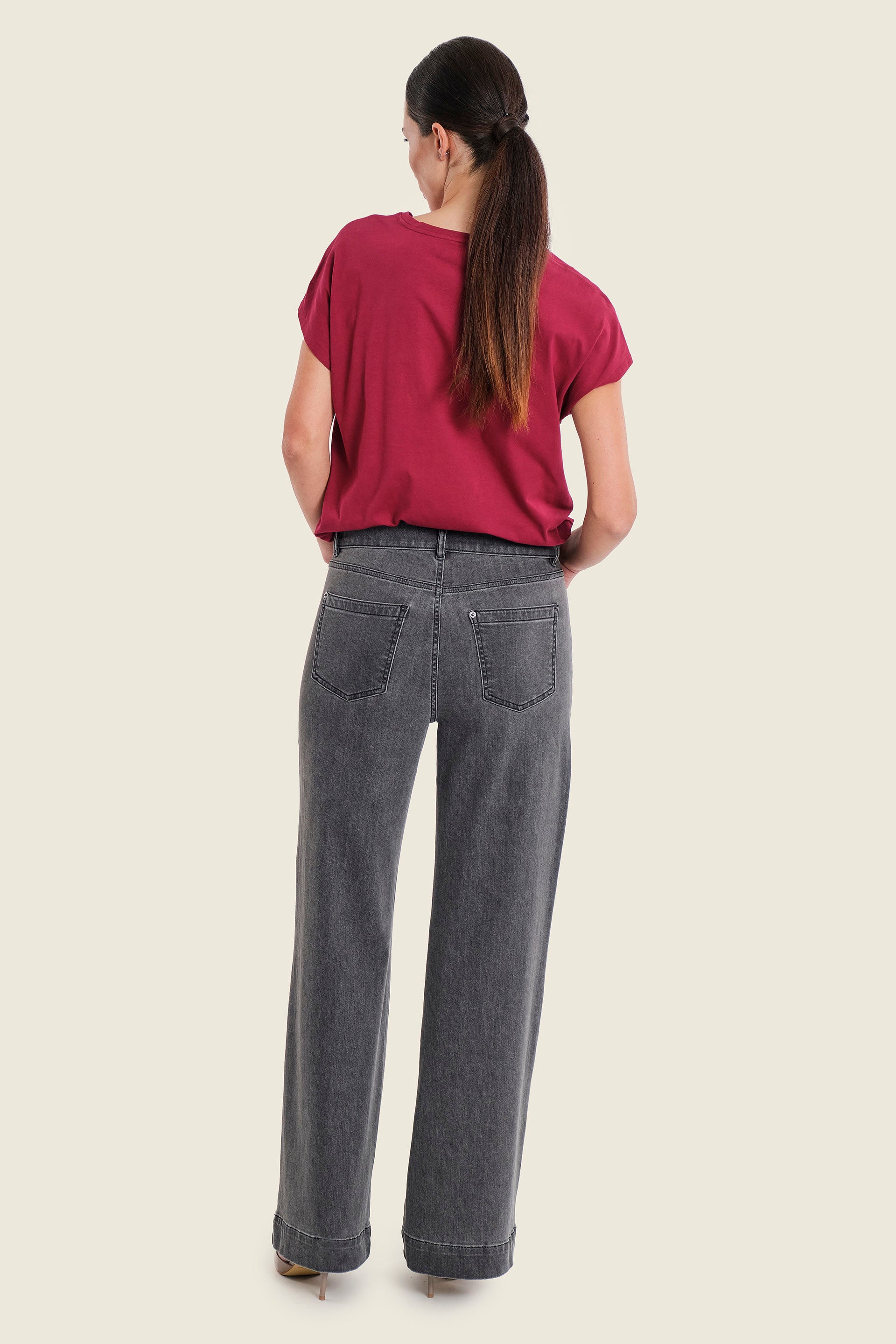 Weite Jeans mit Stretchanteil, Denim Grau