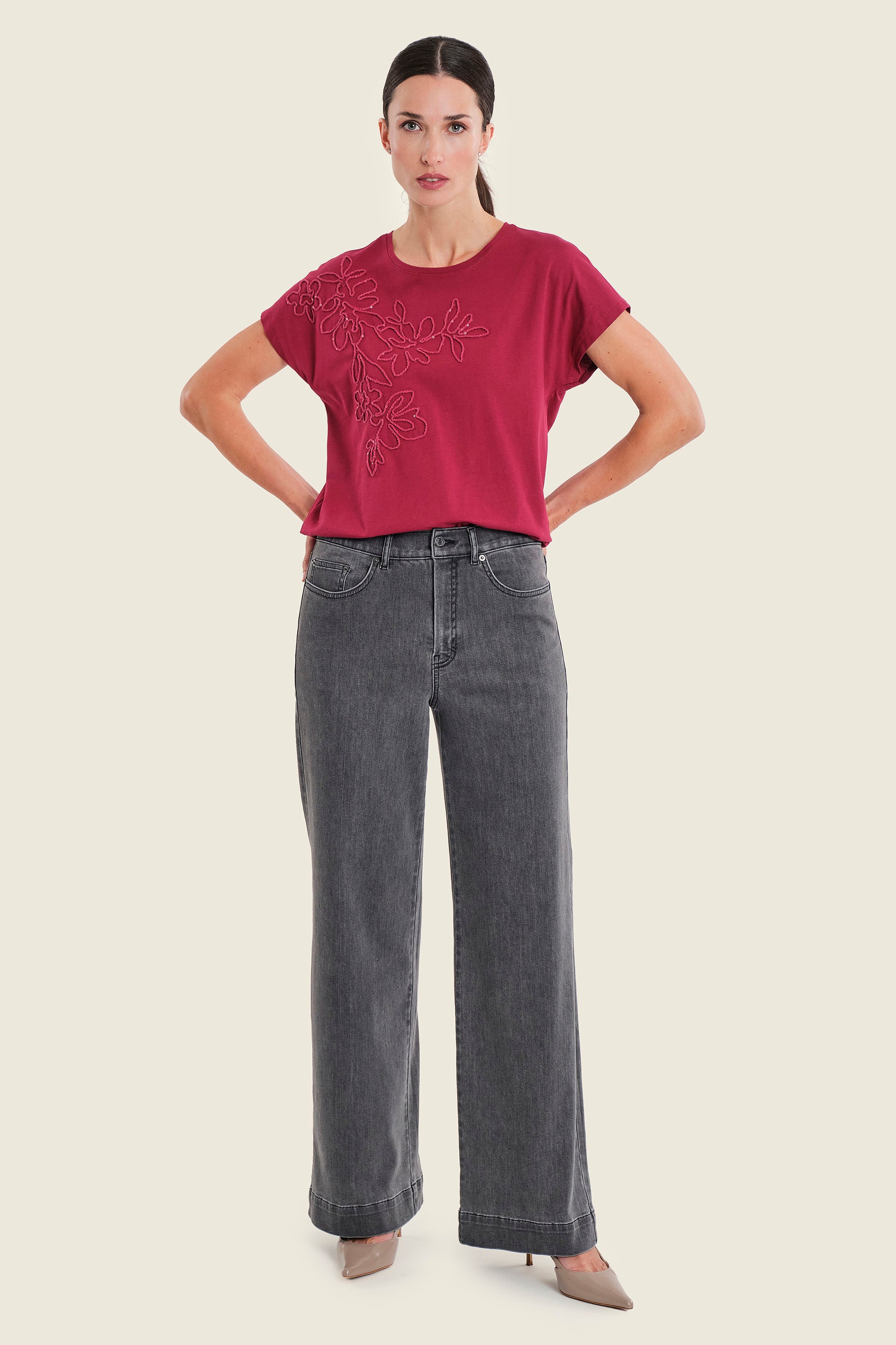 Weite Jeans mit Stretchanteil, Denim Grau