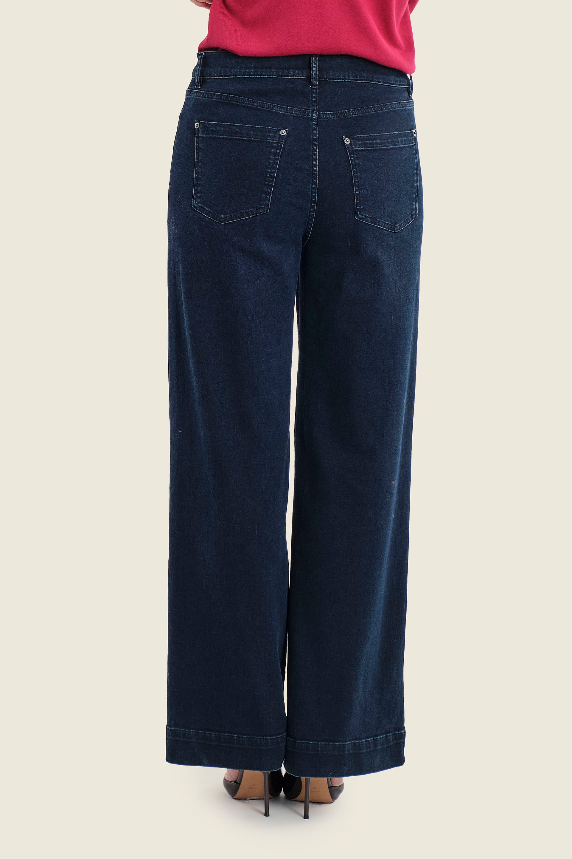 Weite Jeans mit Stretchanteil, Denim Blauschwarz
