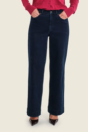 Weite Jeans mit Stretchanteil, Denim Blauschwarz