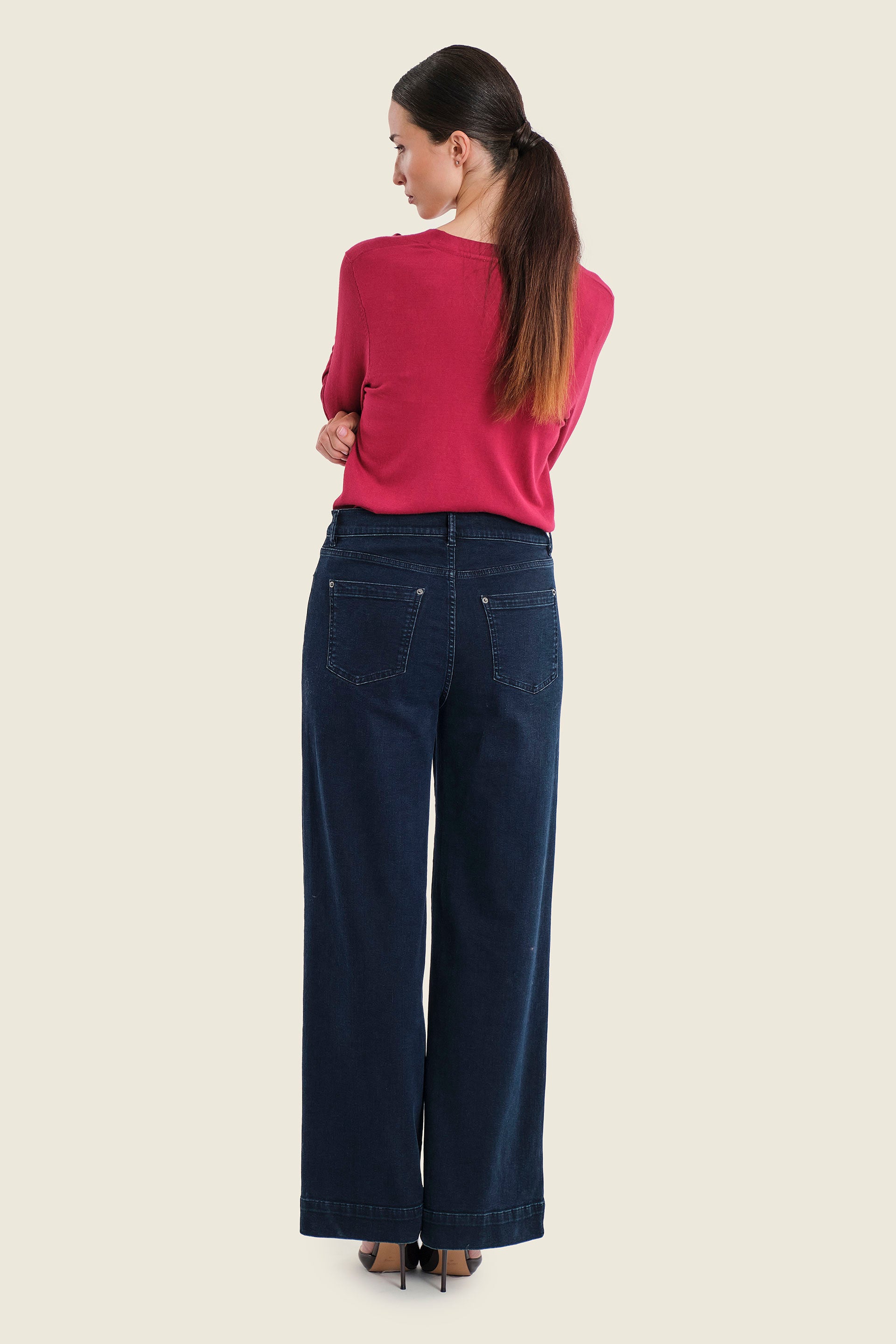 Weite Jeans mit Stretchanteil, Denim Blauschwarz