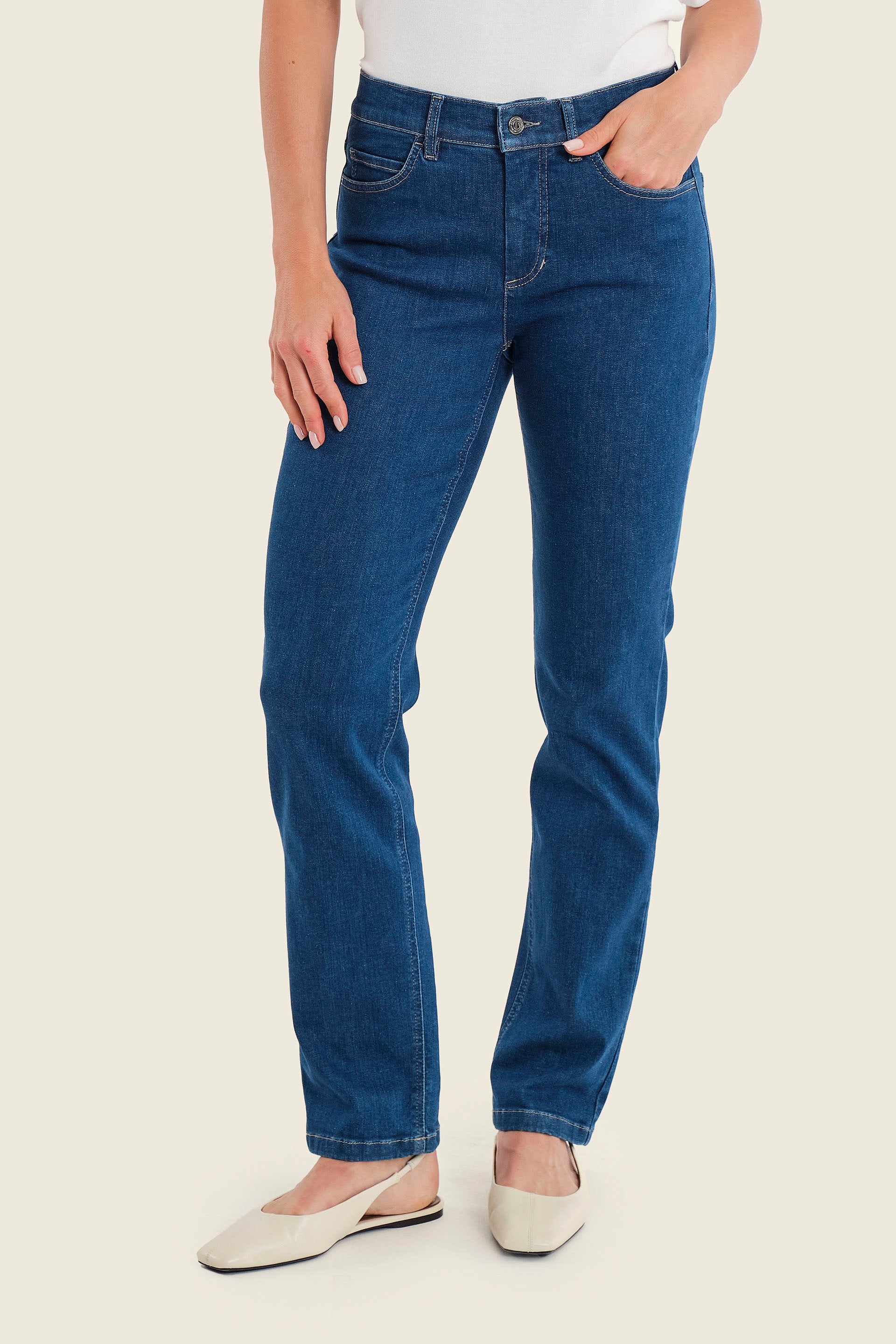 Jeans mit geradem Bein, Denim Mittelblau