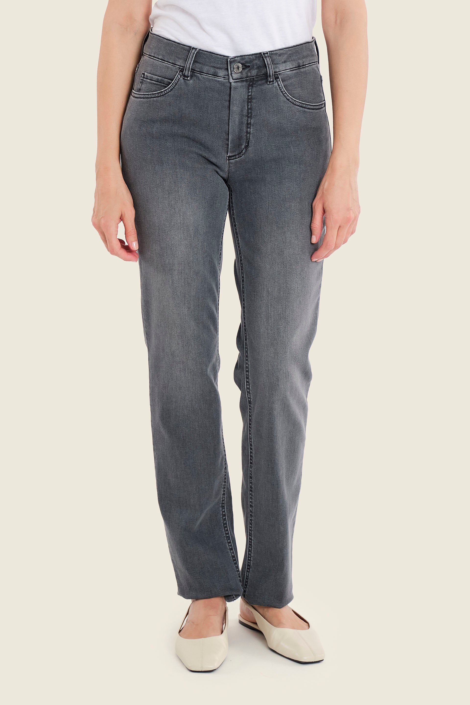 Jeans mit geradem Bein, Denim Grau