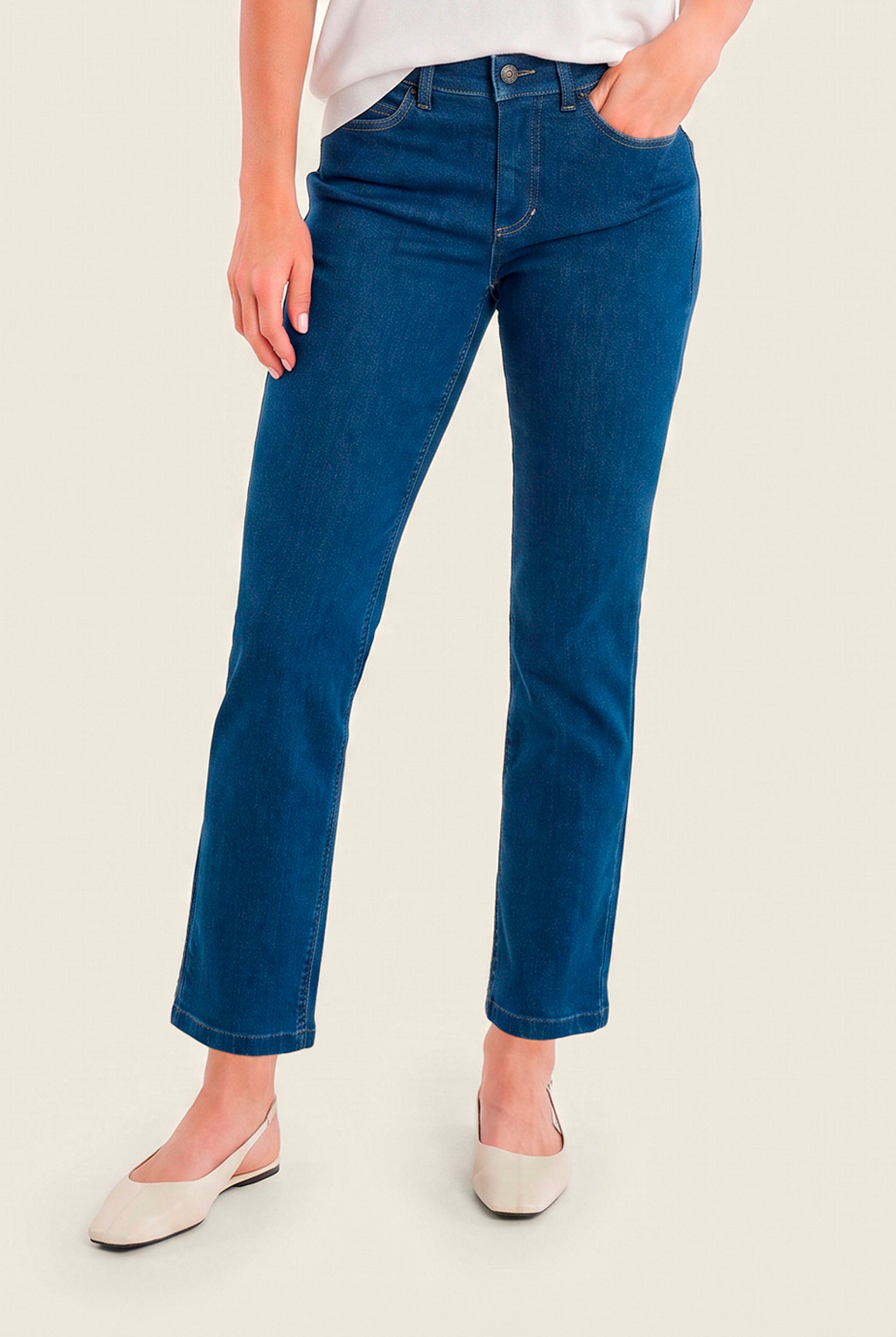 Schmale Jeans mit Stretchanteil, Denim Mittelblau