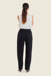 Hose aus Punto-Milano-Jersey mit geradem Bein, Schwarz
