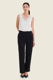 Hose aus Punto-Milano-Jersey mit geradem Bein, Schwarz