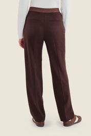 Hose aus Punto-Milano-Jersey mit geradem Bein, Kaffeebraun