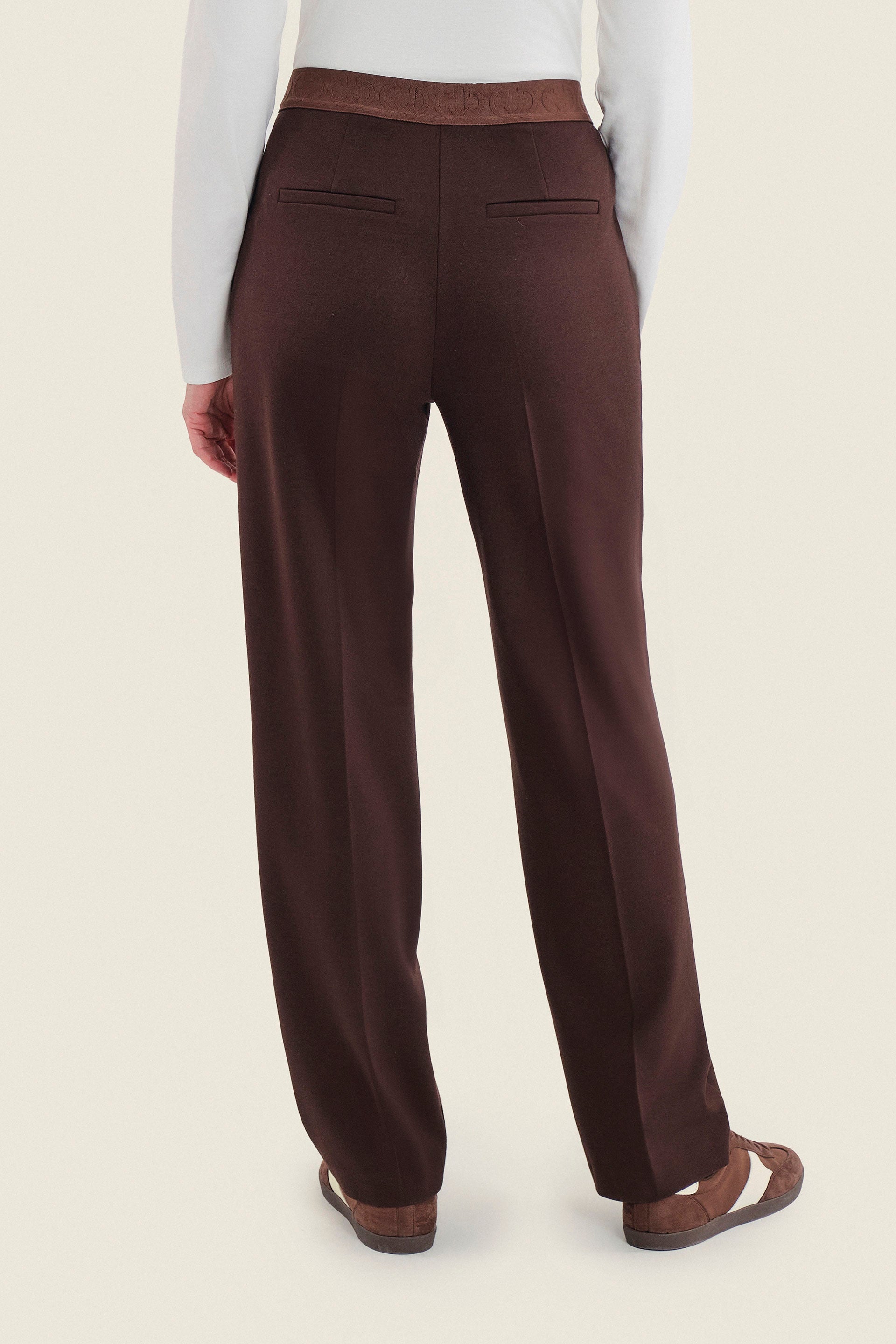 Hose aus Punto-Milano-Jersey mit geradem Bein, Kaffeebraun