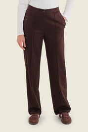 Hose aus Punto-Milano-Jersey mit geradem Bein, Kaffeebraun