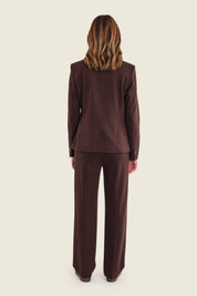 Hose aus Punto-Milano-Jersey mit geradem Bein, Kaffeebraun