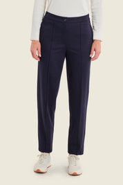 Hose aus Punto-Milano-Jersey mit geradem Bein, Nachtblau