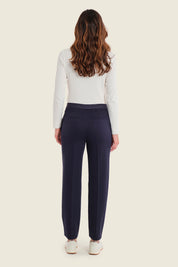Hose aus Punto-Milano-Jersey mit geradem Bein, Nachtblau