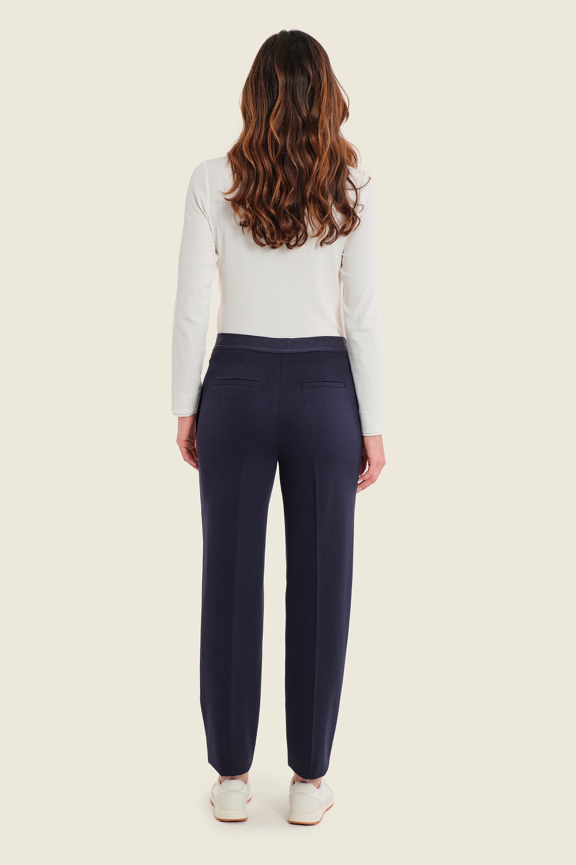 Hose aus Punto-Milano-Jersey mit geradem Bein, Nachtblau