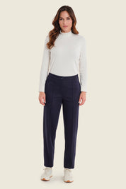 Hose aus Punto-Milano-Jersey mit geradem Bein, Nachtblau