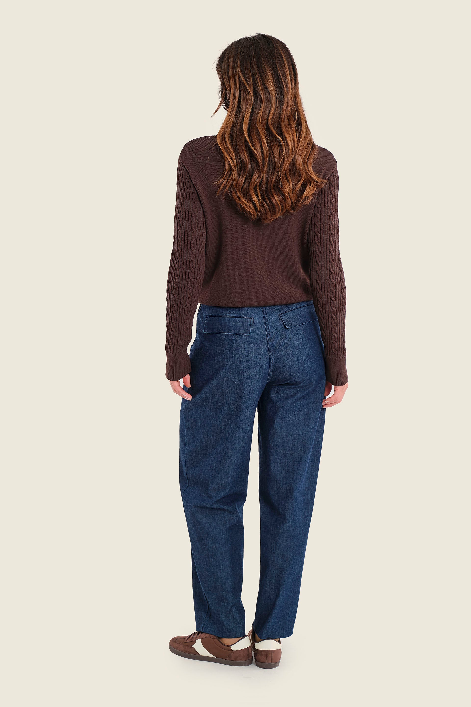 Jeans mit Bundfalten, Denim Dunkelblau