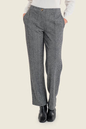 Jacquardhose mit geradem Bein, Schwarz Jacquard