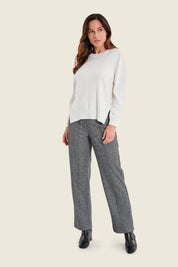 Jacquardhose mit geradem Bein, Schwarz Jacquard