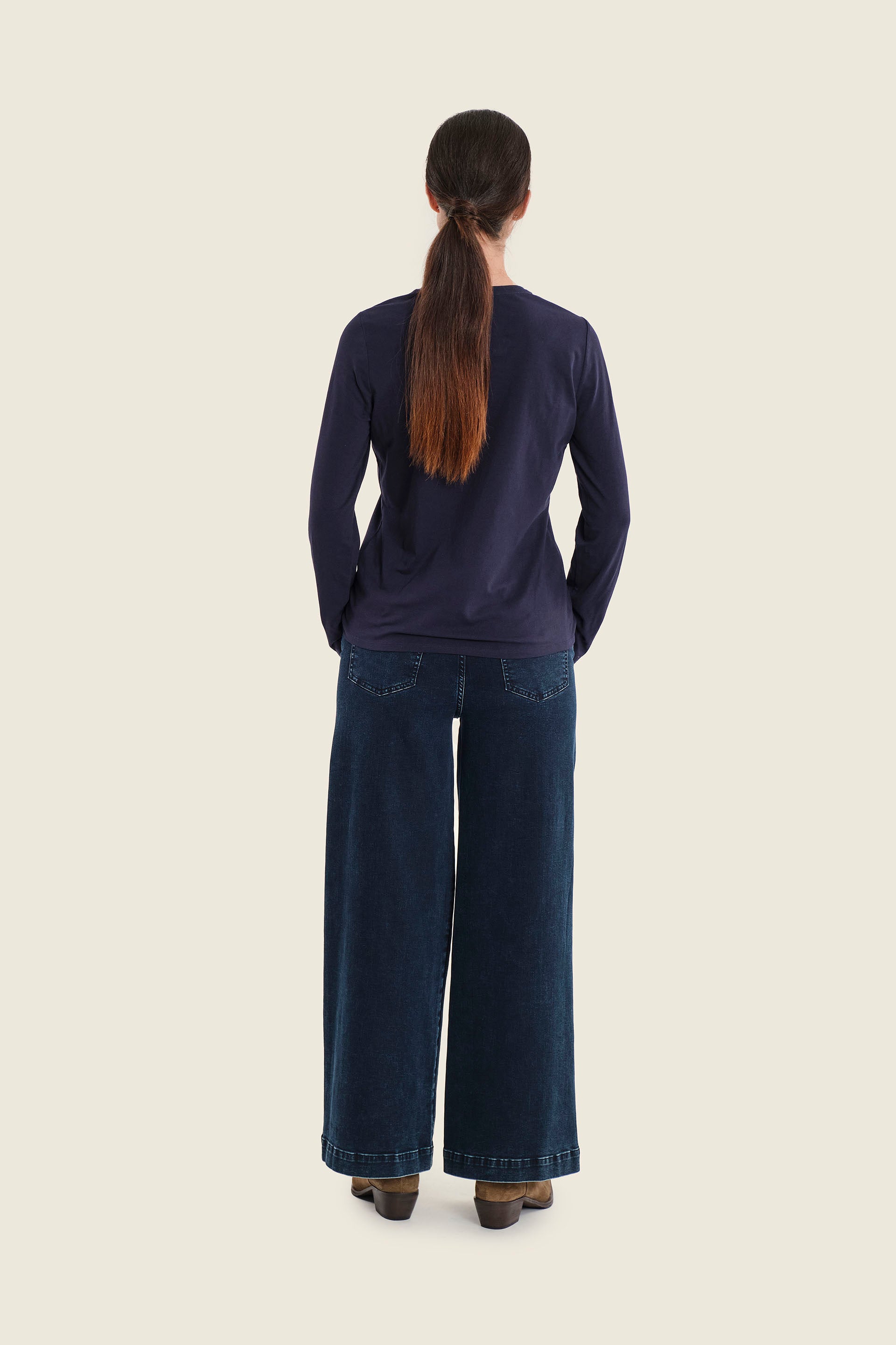 Weite Jeans in Waschoptik, Denim Dunkelblau