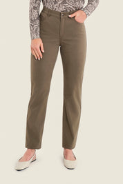 Fünf-Taschen-Hose mit Kontrastnähten, Meeresgrün