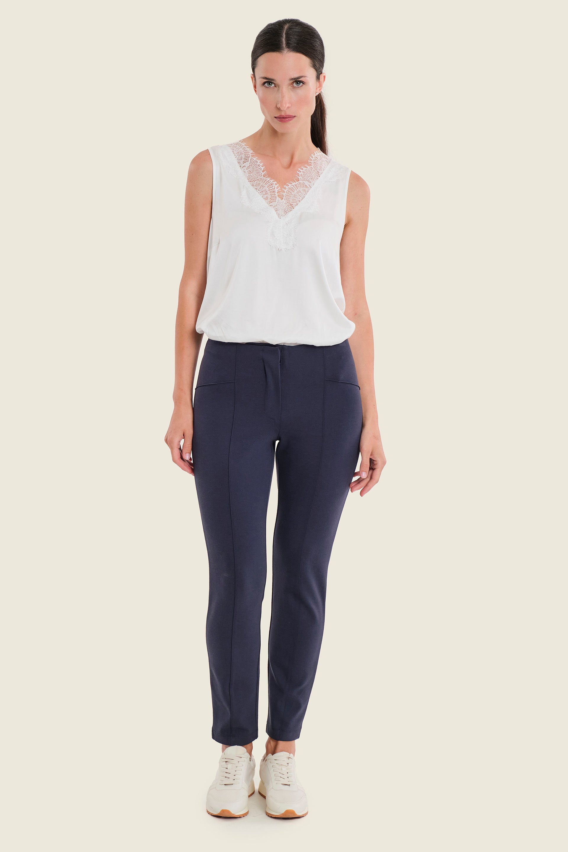 Schmale Strickhose zum Hineinschlüpfen, Nachtblau