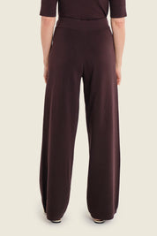 Weite Strickhose mit Tunnelzug, Pflaumenbraun