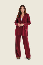 Weite Strickhose mit Tunnelzug, Rubinrot