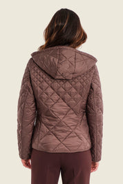 Steppjacke mit Kapuze und Rautensteppung, Mokkabraun