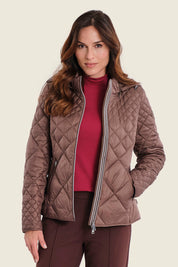 Steppjacke mit Kapuze und Rautensteppung, Mokkabraun