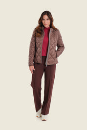 Steppjacke mit Kapuze und Rautensteppung, Mokkabraun