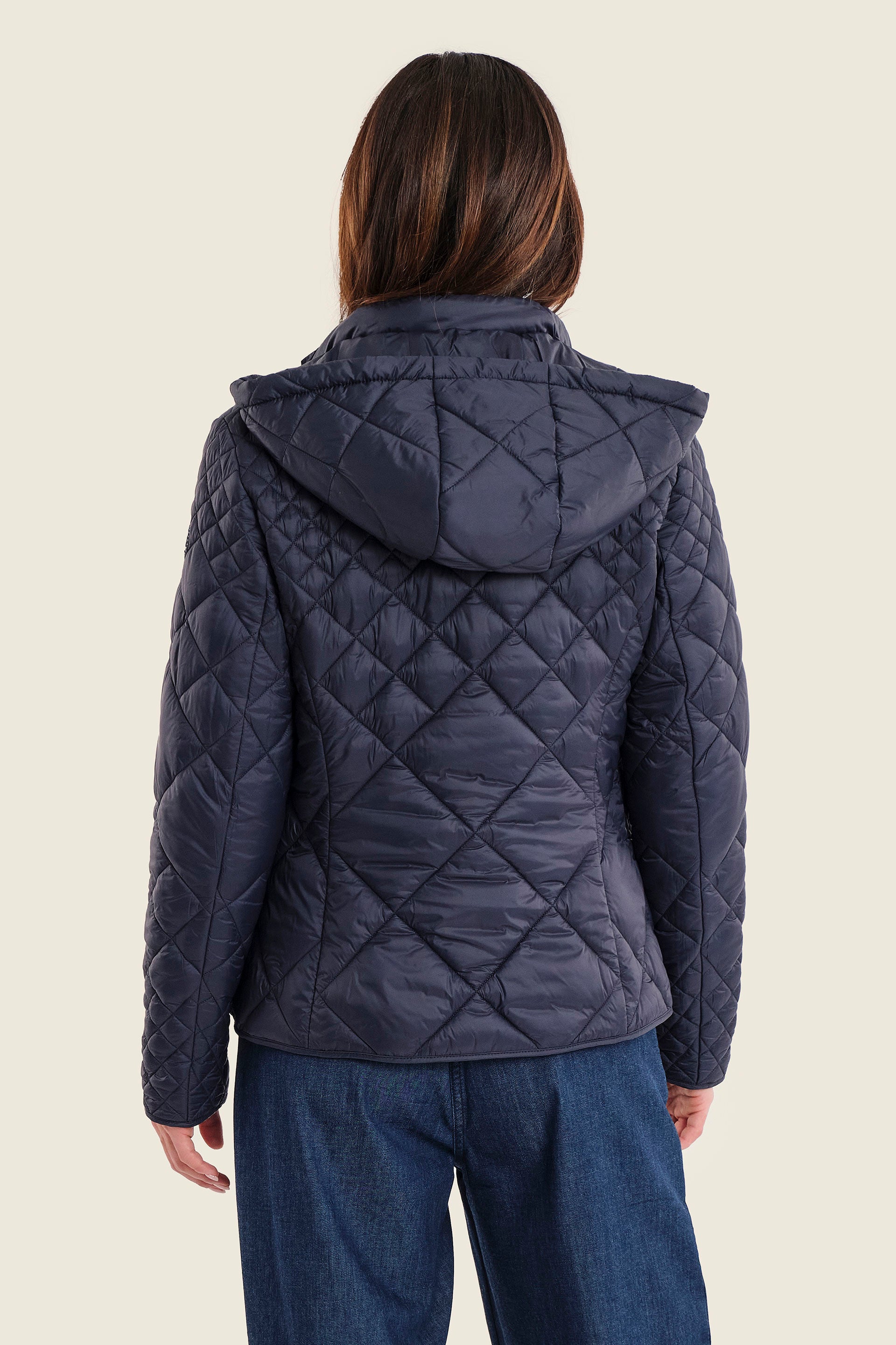 Steppjacke mit Kapuze und Rautensteppung, Nachtblau
