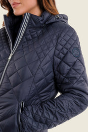 Steppjacke mit Kapuze und Rautensteppung, Nachtblau