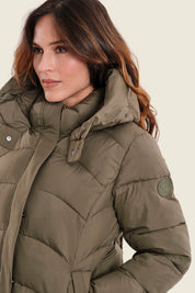 Langer Steppparka mit Kapuze, Meeresgrün