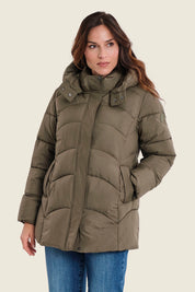Langer Steppparka mit Kapuze, Meeresgrün