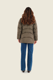 Langer Steppparka mit Kapuze, Meeresgrün