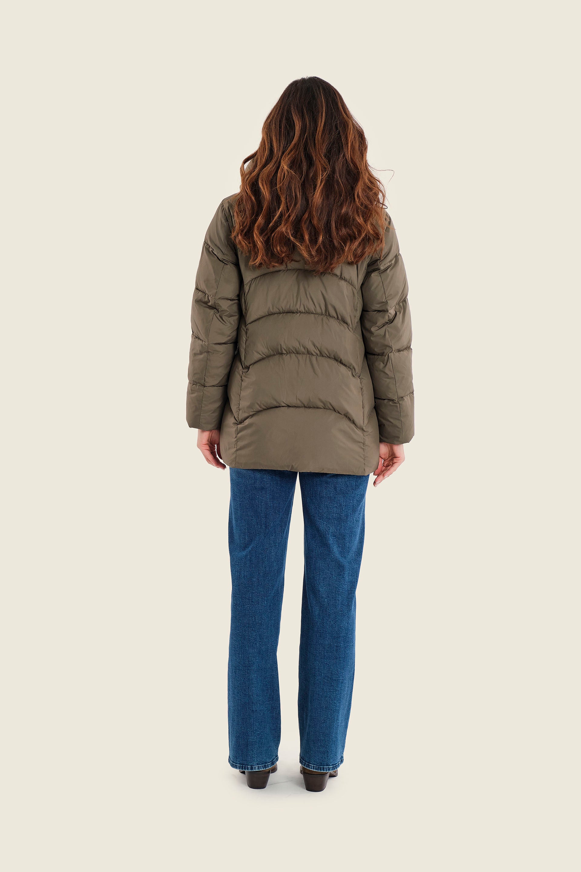Langer Steppparka mit Kapuze, Meeresgrün
