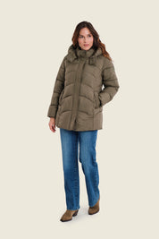 Langer Steppparka mit Kapuze, Meeresgrün