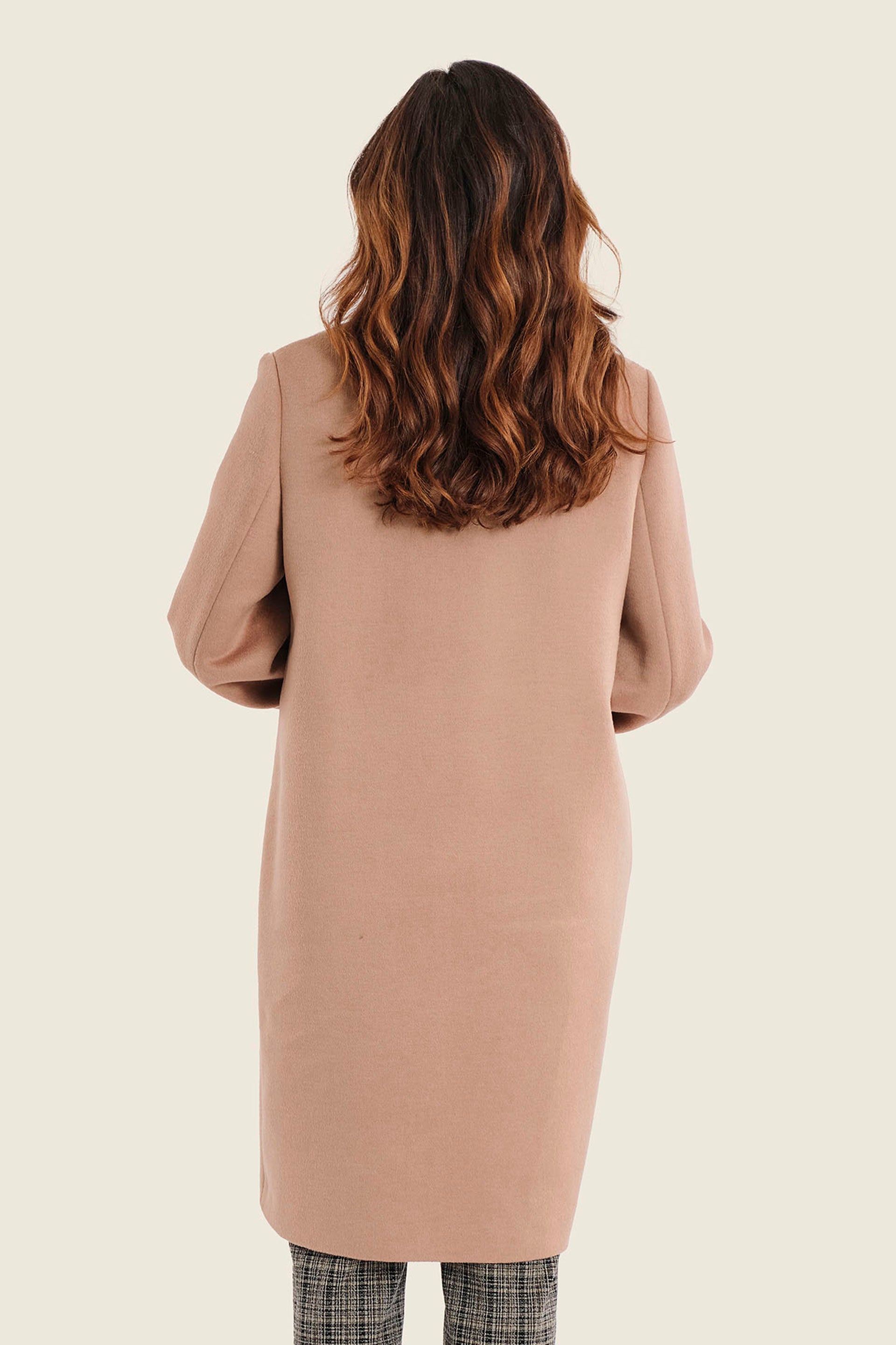 Mantel aus Wollmischung mit Reverskragen, Sandbeige