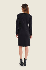 Kleid aus Punto-Milano-Jersey mit Kontrastnähten, Schwarz