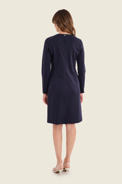 Kleid aus Punto-Milano-Jersey mit Kontrastnähten, Nachtblau