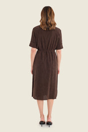 Midikleid mit Tunnelzug in der Taille, Pflaumenbraun