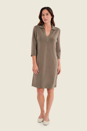 Kleid mit Polokragen, Meeresgrün