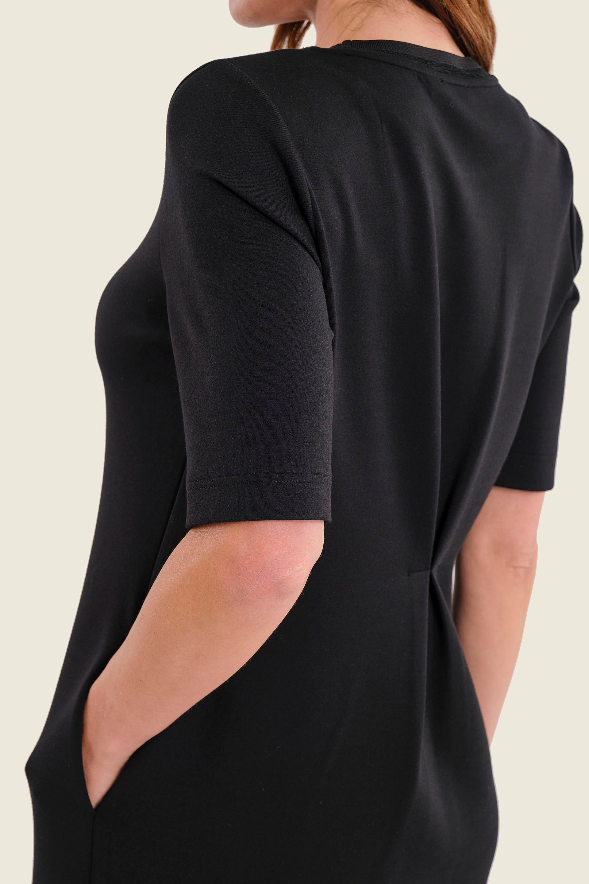 Kleid aus Modalmischung mit Zierstichnähten, Schwarz