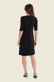 Kleid aus Modalmischung mit Zierstichnähten, Schwarz